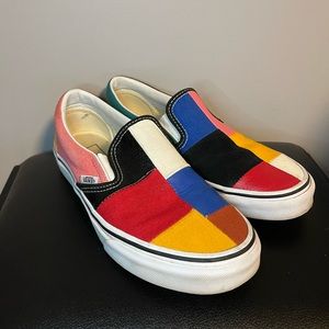 Vans patchwork slip ons